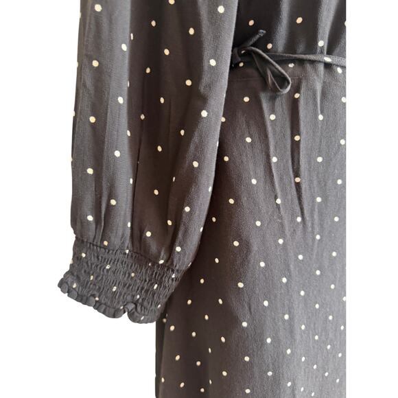American Eagle Womens Large Black Polka Dot Wrap Dress Long Sleeve NEW - Picture 3 of 8